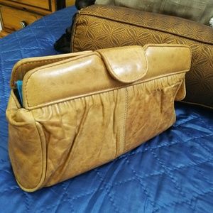 Ruched Leather Clutch